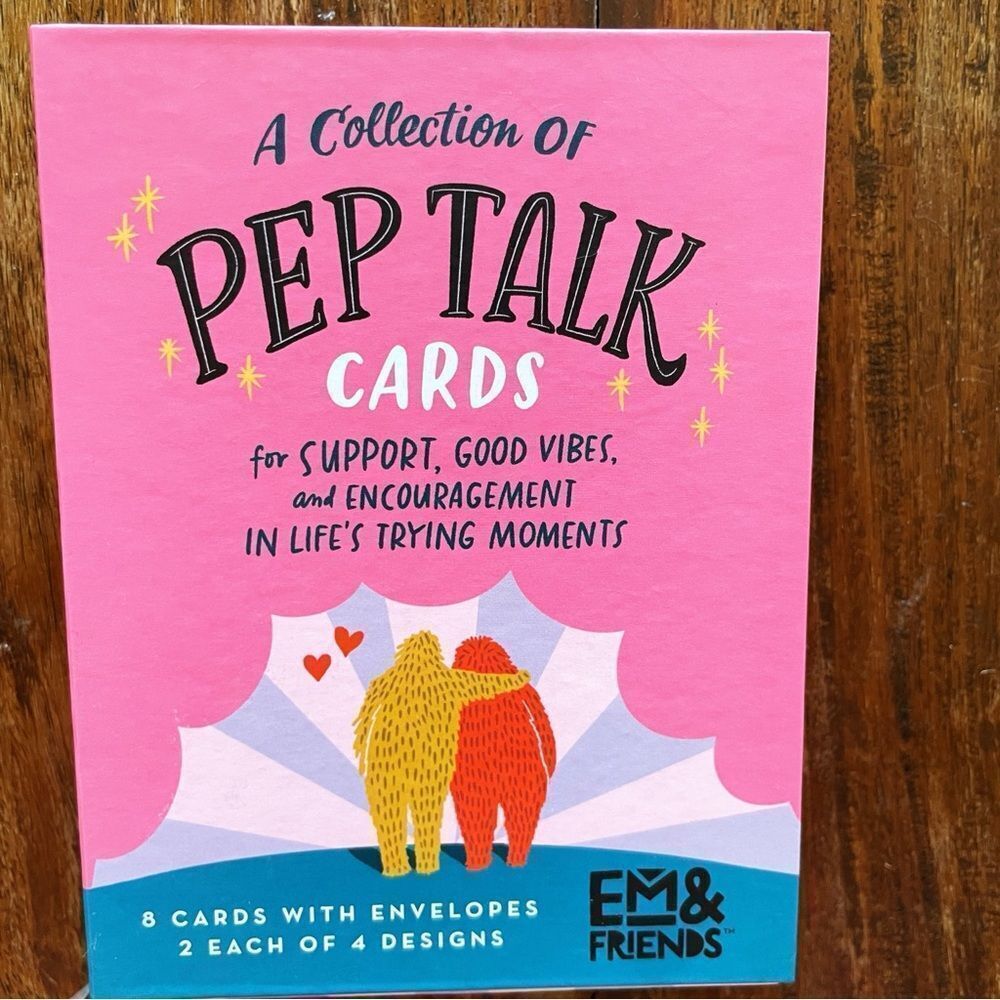 Em & Friends Pep Talk Cards - Pink Assortment of 4 Styles with Envelopes